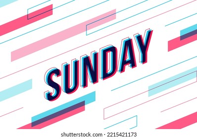 The word Sunday. Overlapped elements in isometric style. Vector illustration.