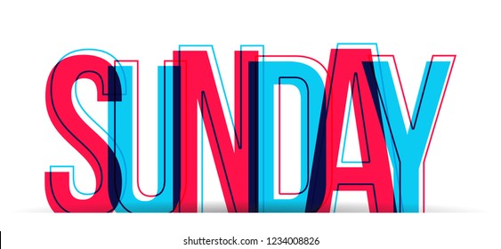 The word SUNDAY in two colors, isolated on a white background