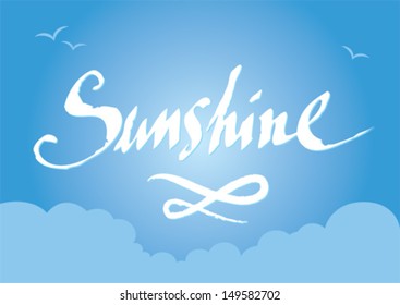 word sunshine on a blue background
