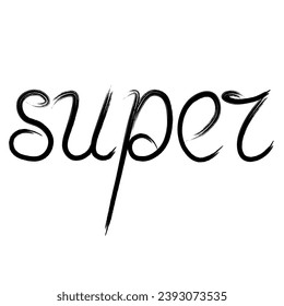 la palabra super está escrita a mano con un pincel