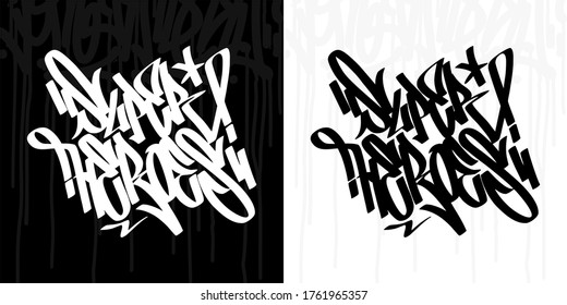 Word Superheroes Hip Hop Hand Written Graffiti Style Typography Vector Illustration Art