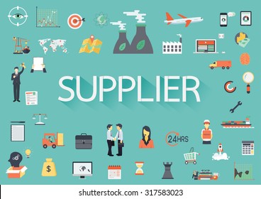 The word SUPPLIER with concerning flat icons around.