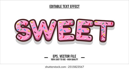 The word SWEET is made with pink donut illustration on white background, Vector illustration design.