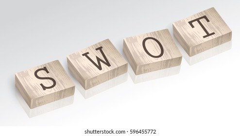 Word SWOT composed from alphabet blocks, vector illustration