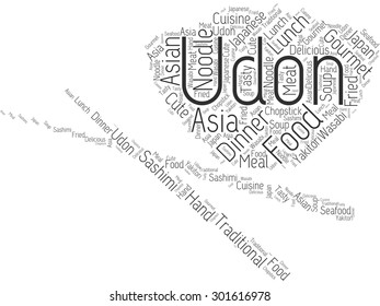 Word tag cloud in the form of bowl for udon and chopsticks