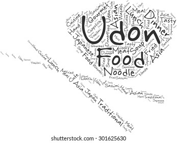 Word tag cloud in the form of bowl for udon and chopsticks