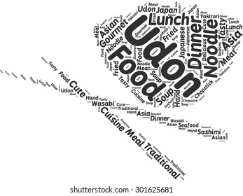 Word tag cloud in the form of bowl for udon and chopsticks