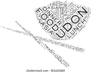 Word tag cloud in the form of bowl for udon and chopsticks