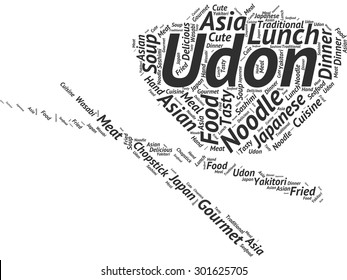 Word tag cloud in the form of bowl for udon and chopsticks