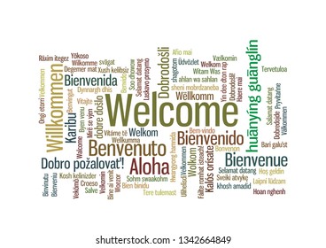 Word Tag Cloud Shows Equivalents Welcome Stock Vector (Royalty Free ...