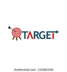 Word target with arrow vector. Vector illustration on white background
