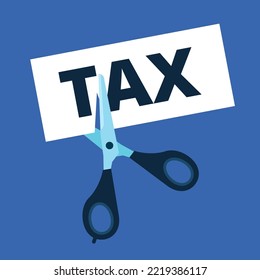 С mit Schere Wörter besteuern. Unternehmensfinanzierung Flache Vektorgrafik