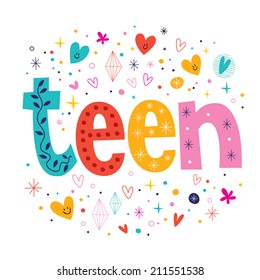 word teen retro typography lettering decorative text