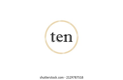 Word TEN in letters Icon design with circle outside. Creative modern letters icon, Premium vector illustration.