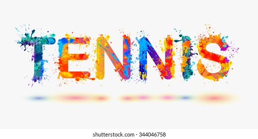 Word "TENNIS". Rainbow splash paint