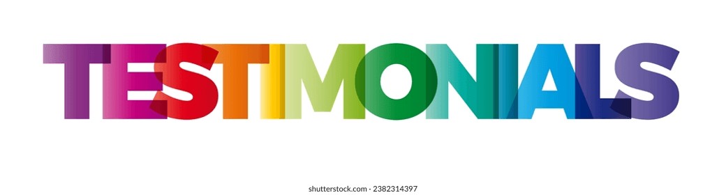 The word Testimonials. Vector banner with the text colored rainbow.