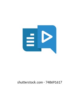 Word Text with Play Button, Translation, Music, Video, and Document Logo Vector Design