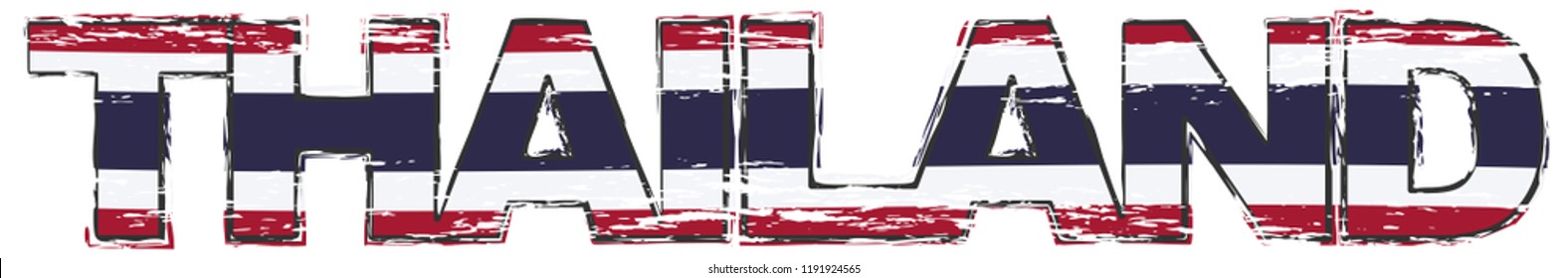 Word Thailand National Flag Under Distressed Stock Vector (Royalty Free ...