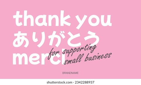 A word Thank you in different languages. Design of Thank you for support business printable card. Vector concept for card, banner, poster, graphic template.