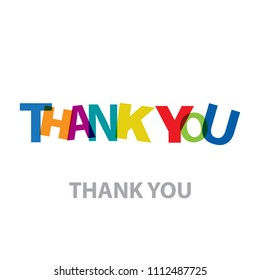 The word Thank you. Vector banner with the text colored rainbow.