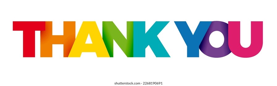 The word Thank you. Vector banner and logo with colorful text