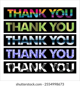 The word Thank you. Vector banner with the text colored rainbow. thank you logo design with vector illustrator, wall paper, poster design, greeting card design with birthday wishing. Thank You colorfu