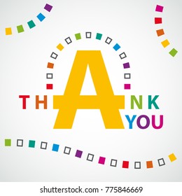 The word Thank you. Vector banner with the text colored rainbow.