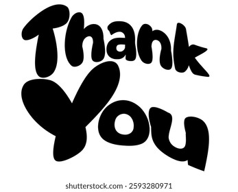 The word Thank You written in black on white background