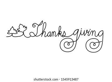Word, thanks giving, line vector 