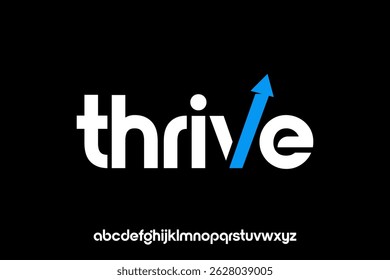 word of thrive . fonte alfabeto limpo minimalista moderno. letras minúsculas negrito tipografia vetor ilustração design