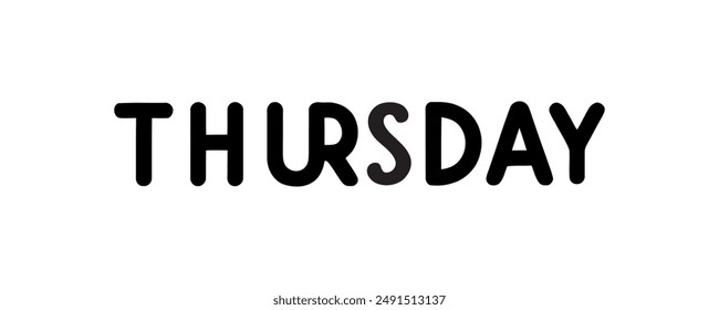 the word Thursday in one line. calligraphic text. Vector illustration