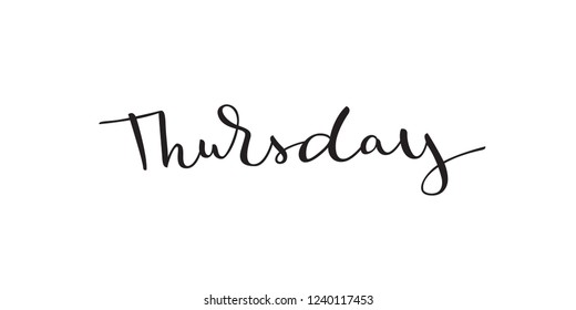 Word 'Thursday' written in elegant modern calligraphy style. Day of week. Perfect for social networks, calendars, planners, posters.