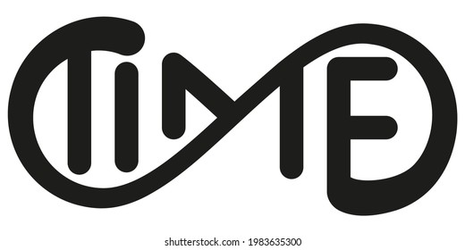 la palabra time en el signo infinito. Ilustración del vector