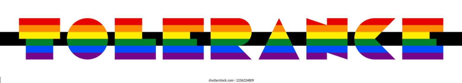 The word Tolerance was created using the font depicting the rainbow flag for popularize and support the LGBT community in social media. Graphic element saved as an vector illustration in file EPS