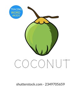 Word tracing, coconut vector illustration 