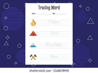 Word tracing worksheets for kids. Letters trace exercises for kids
