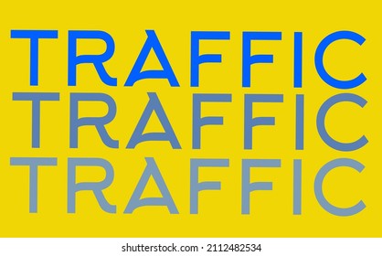 Word traffic written on yellows background. Vector accident happen. 