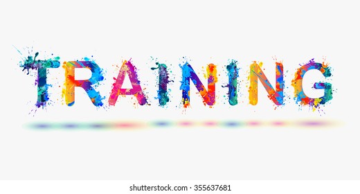 Word "TRAINING". Rainbow splash paint