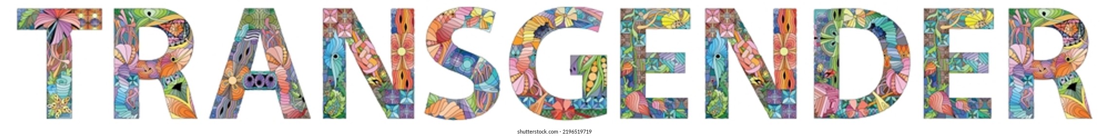 TRANSGÉNERO DE Word. Objeto de zentángulo decorativo vectorial
