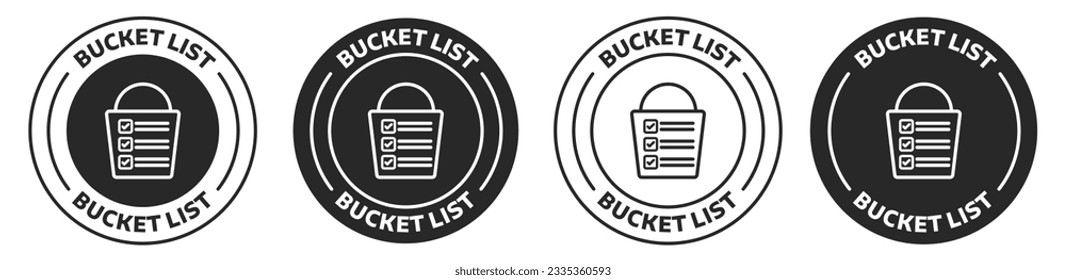 Word travel bucket list vector icon set in black color.