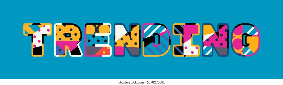 The word TRENDING concept written in colorful abstract typography. Vector EPS 10 available.