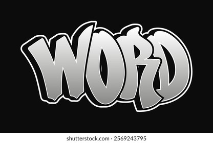 Word word trippy psychedelic graffiti style letters. Vector hand drawn doodle cartoon logo Word illustration. Funny cool trippy letters, fashion, graffiti style print for t-shirt, poster concept