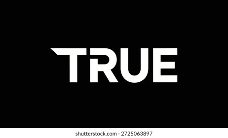 La palabra "VERDADERO" se presenta en letras blancas en negrita sobre un fondo negro sólido, creando una fuerte declaración visual de autenticidad y