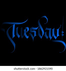 la palabra "TUESDAY" para texto de diseño
