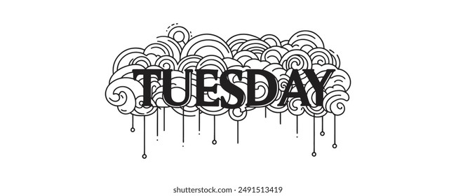 la palabra martes en una línea. texto caligráfico. Ilustración vectorial