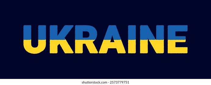 word UKRAINE in Ukrainian national flag colors, blue and yellow vector illustration