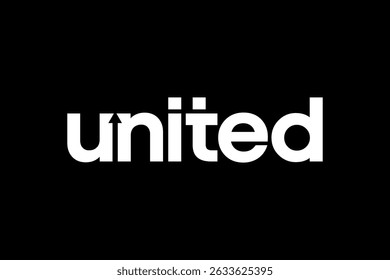 word united . modern minimalist  geometric circular font with rounded edges.