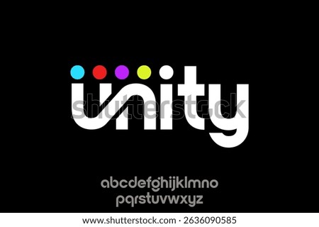 Word unity . Abstract round font alphabet Typography typeface  lowercase . vector illustration