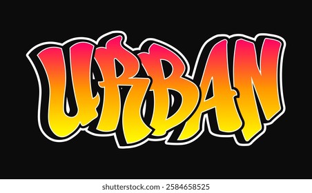 The word Urban written in graffiti style typography with a vibrant color gradient and a white outline