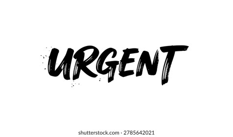 The word URGENT written in a bold, brush script font with black ink on a clean white background. Emphasizes immediacy and importance.